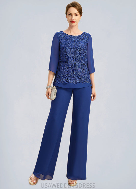 Noelle Jumpsuit/Pantsuit Separates Scoop Floor-Length Chiffon Lace Mother of the Bride Dress DS126P0021718