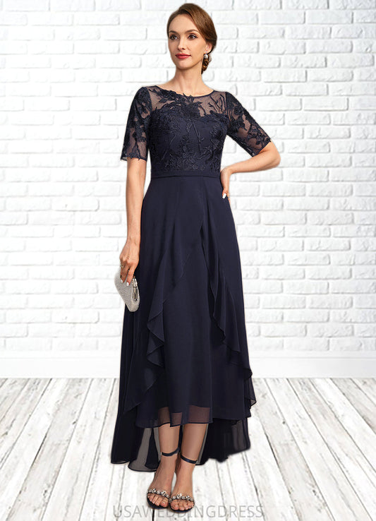 Brisa A-line Scoop Illusion Asymmetrical Chiffon Lace Mother of the Bride Dress DS126P0021725