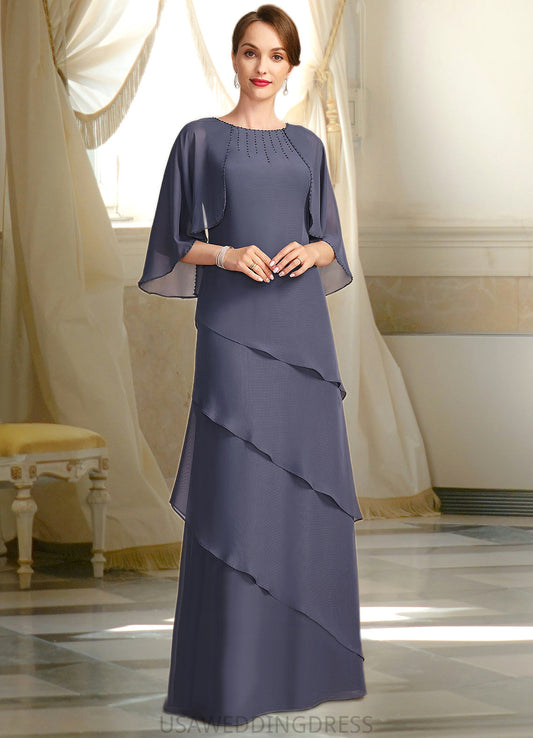Anahi A-line Scoop Floor-Length Chiffon Mother of the Bride Dress With Beading DS126P0021735