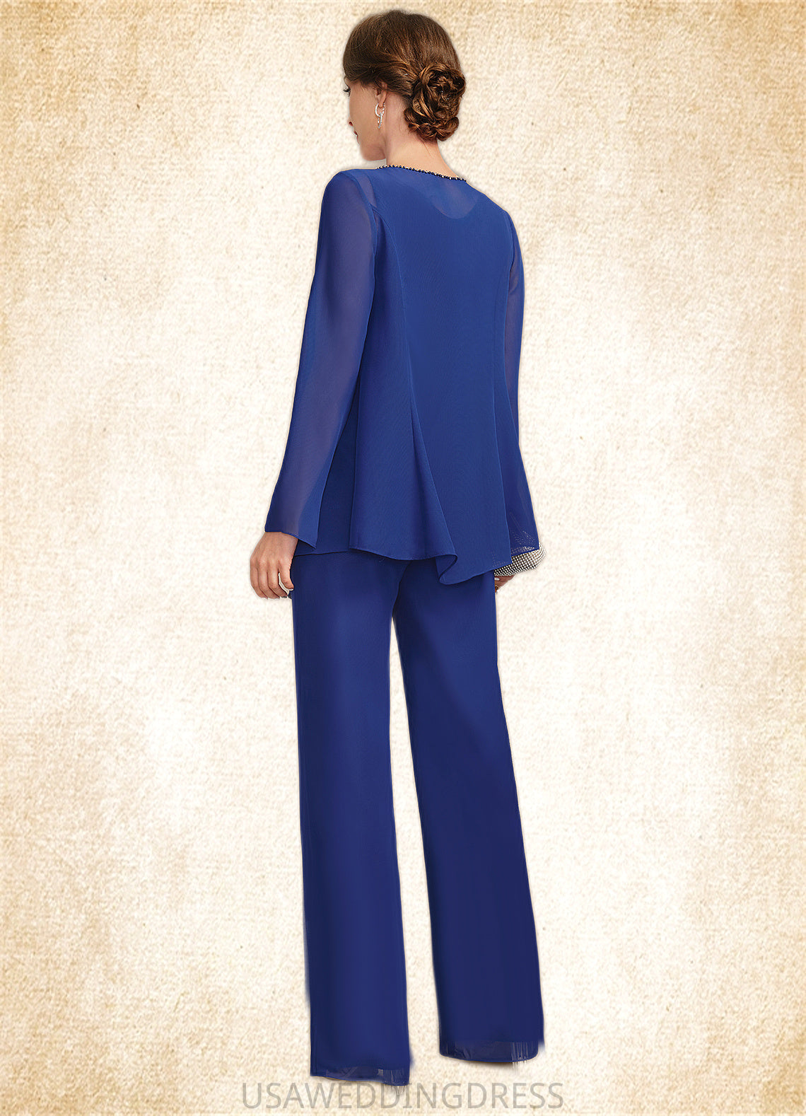 Ivy Jumpsuit/Pantsuit Separates Scoop Floor-Length Chiffon Mother of the Bride Dress DS126P0021744