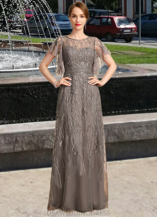 Sabrina A-line Scoop Illusion Floor-Length Lace Mother of the Bride Dress With Sequins DS126P0021752