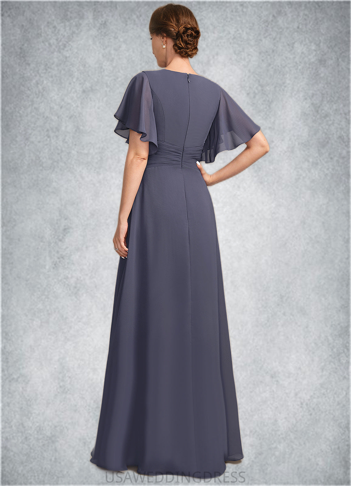 Mariam A-line Scoop Floor-Length Chiffon Lace Mother of the Bride Dress With Pleated DS126P0021780