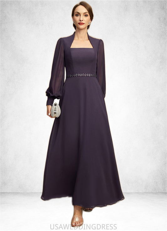 Lily A-line Queen Anne Ankle-Length Chiffon Mother of the Bride Dress With Beading Sequins DS126P0021805