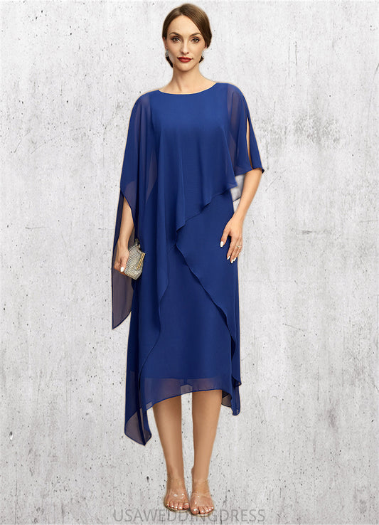 Janiyah A-line Scoop Tea-Length Chiffon Mother of the Bride Dress DS126P0021817