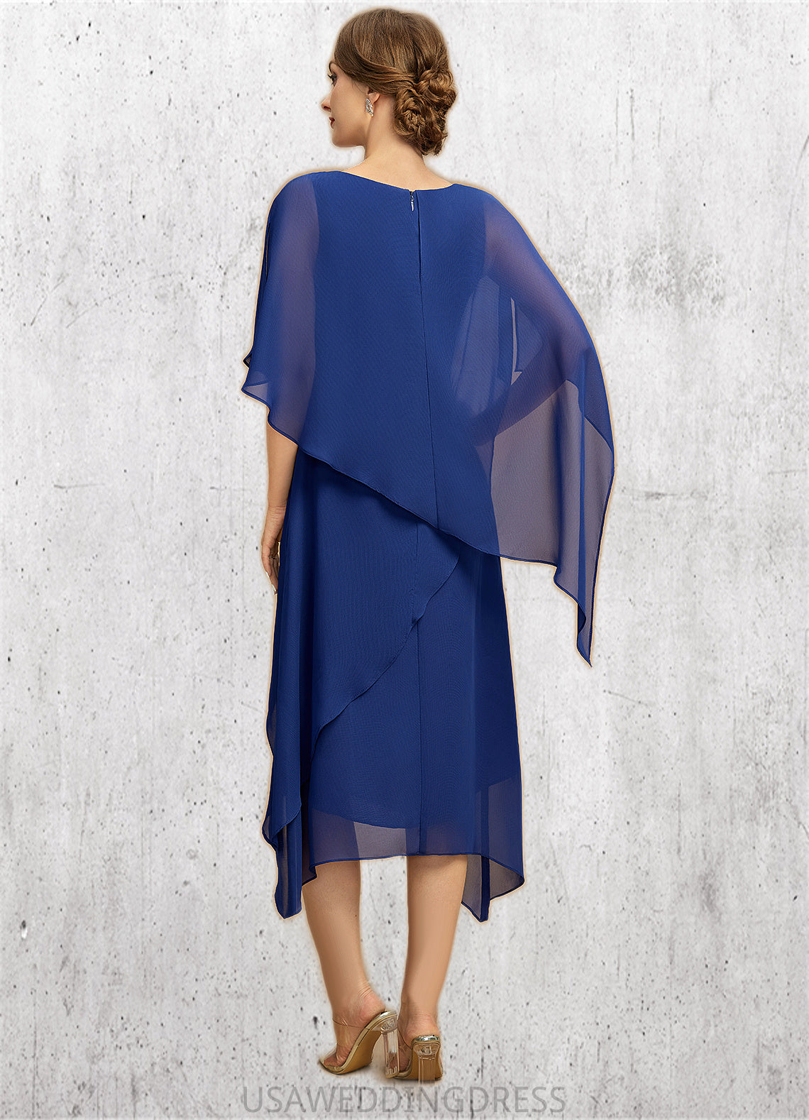 Janiyah A-line Scoop Tea-Length Chiffon Mother of the Bride Dress DS126P0021817