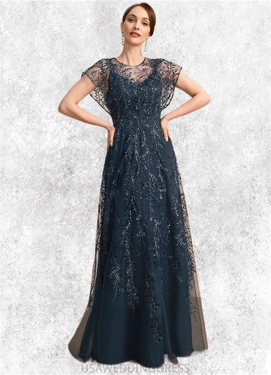 Raegan A-line Scoop Illusion Floor-Length Lace Tulle Mother of the Bride Dress With Sequins DS126P0021896