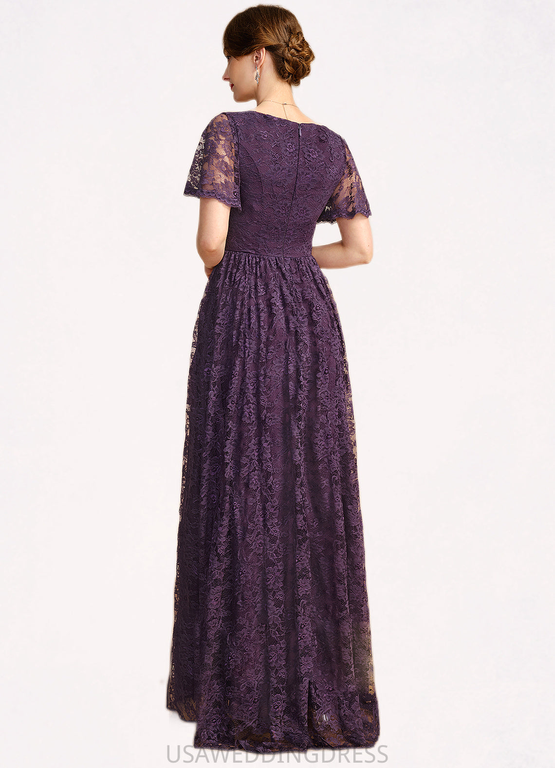 Julia A-line V-Neck Asymmetrical Lace Mother of the Bride Dress With Cascading Ruffles DS126P0021918