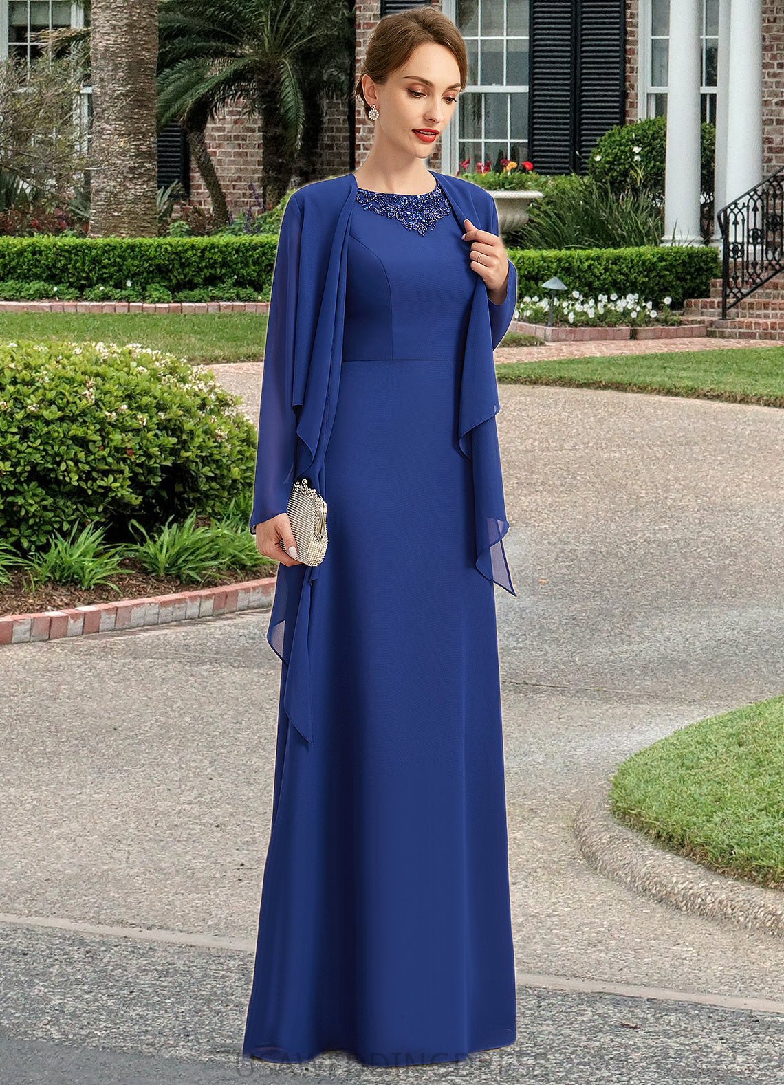 Abby A-line Scoop Floor-Length Chiffon Mother of the Bride Dress With Beading Sequins DS126P0021920