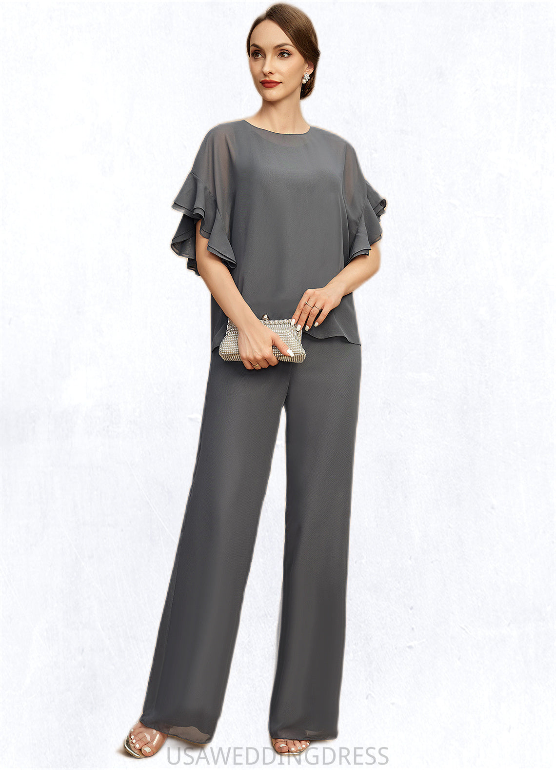 Athena Jumpsuit/Pantsuit Separates Scoop Floor-Length Chiffon Mother of the Bride Dress DS126P0021940