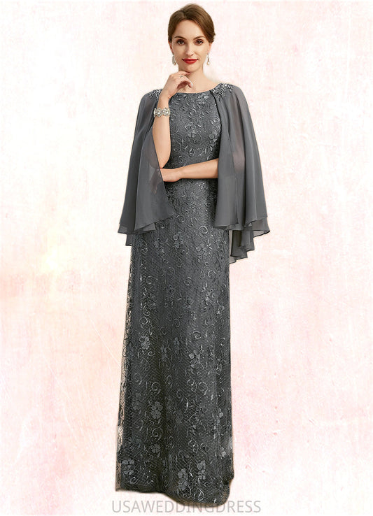 Kennedy Sheath/Column Scoop Floor-Length Chiffon Lace Mother of the Bride Dress With Beading Sequins DS126P0021962
