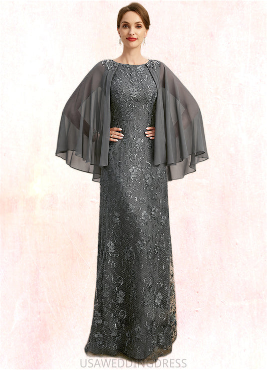 Kennedy Sheath/Column Scoop Floor-Length Chiffon Lace Mother of the Bride Dress With Beading Sequins DS126P0021962