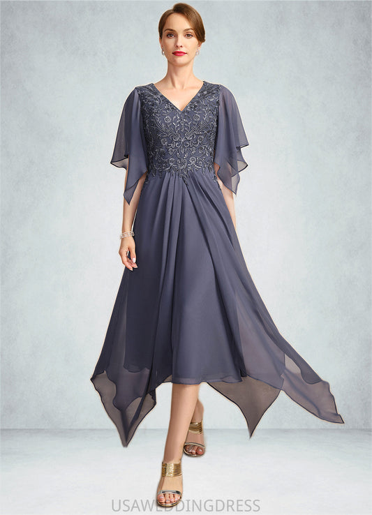 Patience A-line V-Neck Floor-Length Chiffon Lace Mother of the Bride Dress With Sequins DS126P0021963