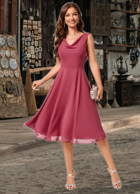 Theresa A-line Cowl Knee-Length Chiffon Cocktail Dress With Ruffle SRSP0022232