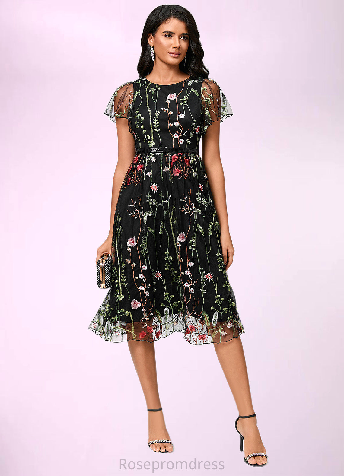 Lyric A-line Scoop Knee-Length Lace Cocktail Dress SRSP0022244