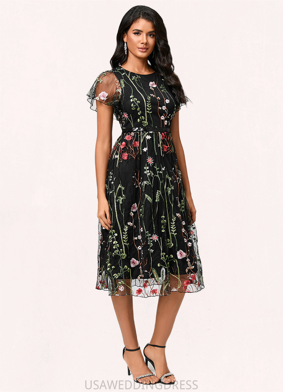 Britney A-line Scoop Knee-Length Lace Cocktail Dress DSP0022244