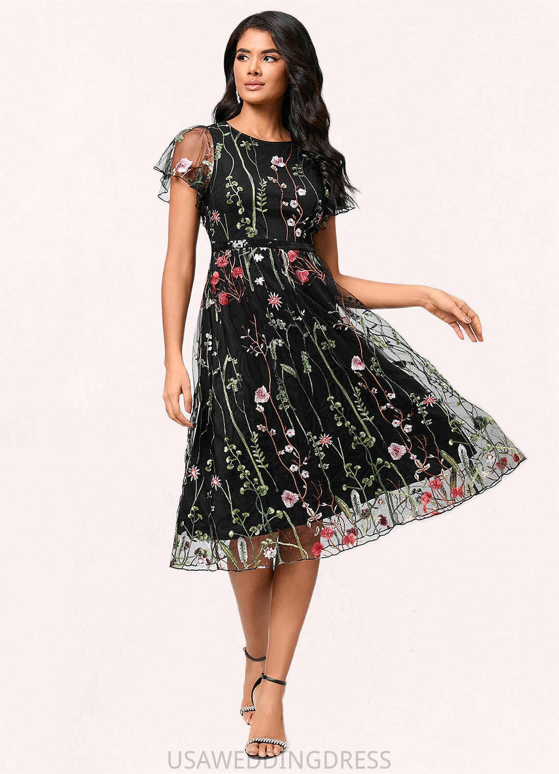 Britney A-line Scoop Knee-Length Lace Cocktail Dress DSP0022244