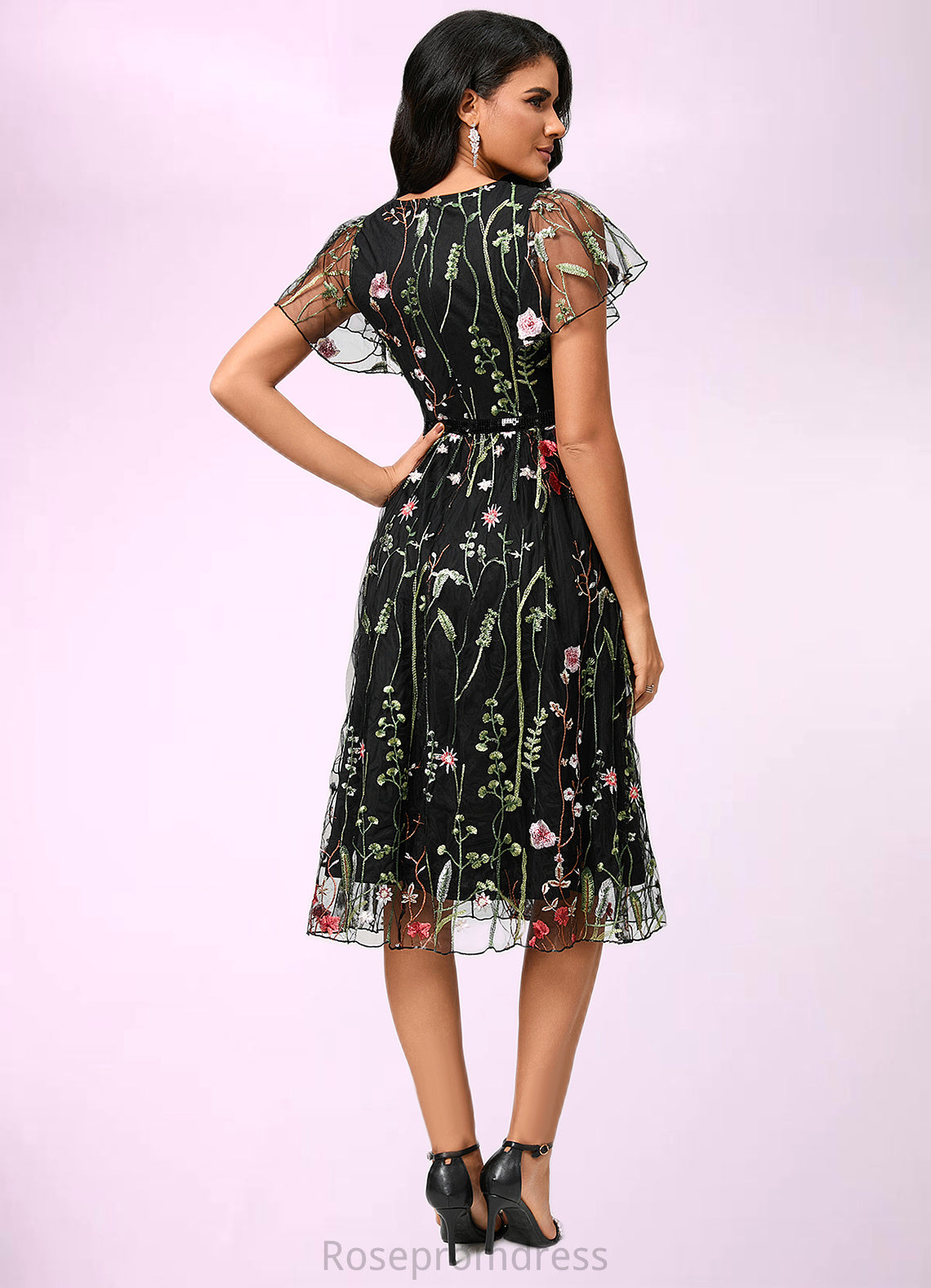 Lyric A-line Scoop Knee-Length Lace Cocktail Dress SRSP0022244