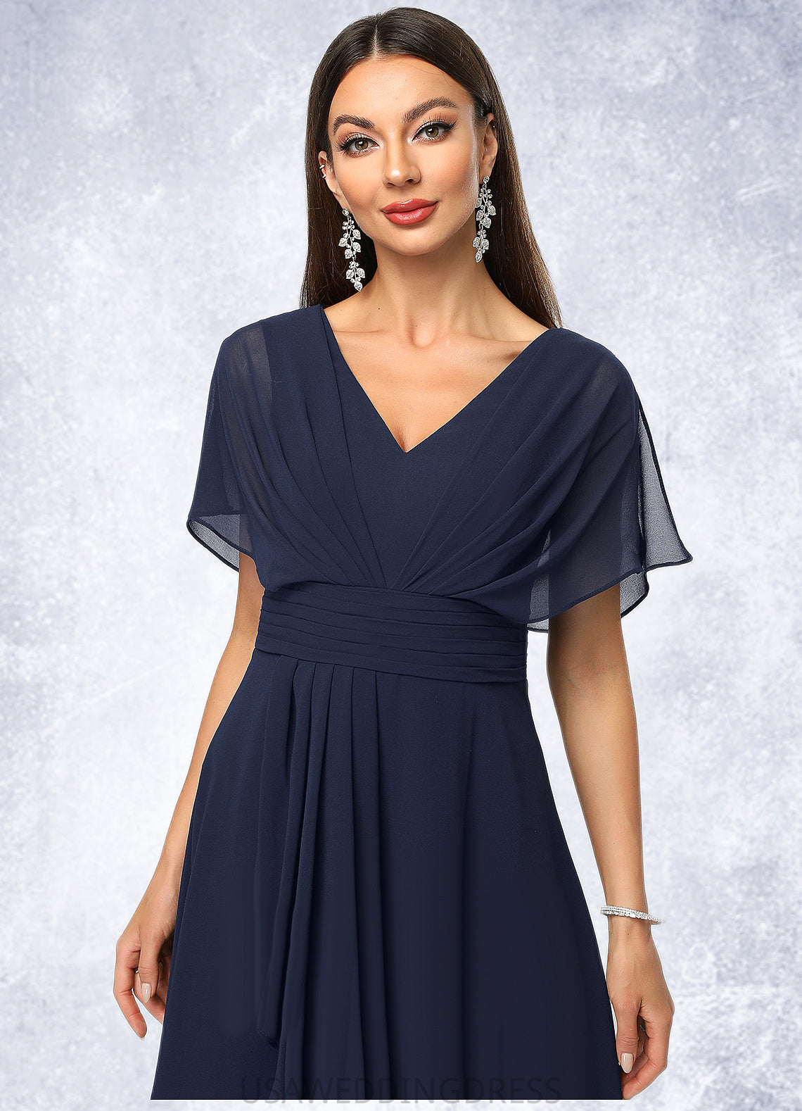 Lily A-line V-Neck Asymmetrical Chiffon Cocktail Dress With Cascading Ruffles DSP0022263