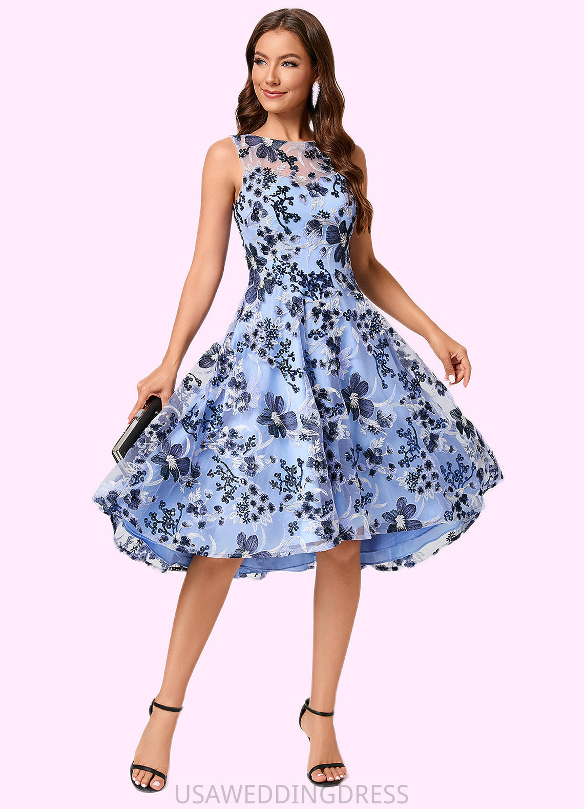 Magdalena A-line Off the Shoulder Asymmetrical Lace Sequin Cocktail Dress With Sequins DSP0022275