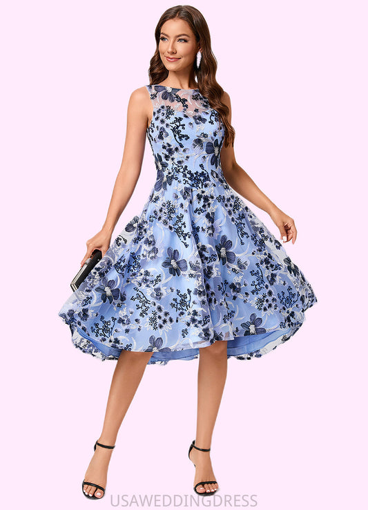 Magdalena A-line Off the Shoulder Asymmetrical Lace Sequin Cocktail Dress With Sequins DSP0022275