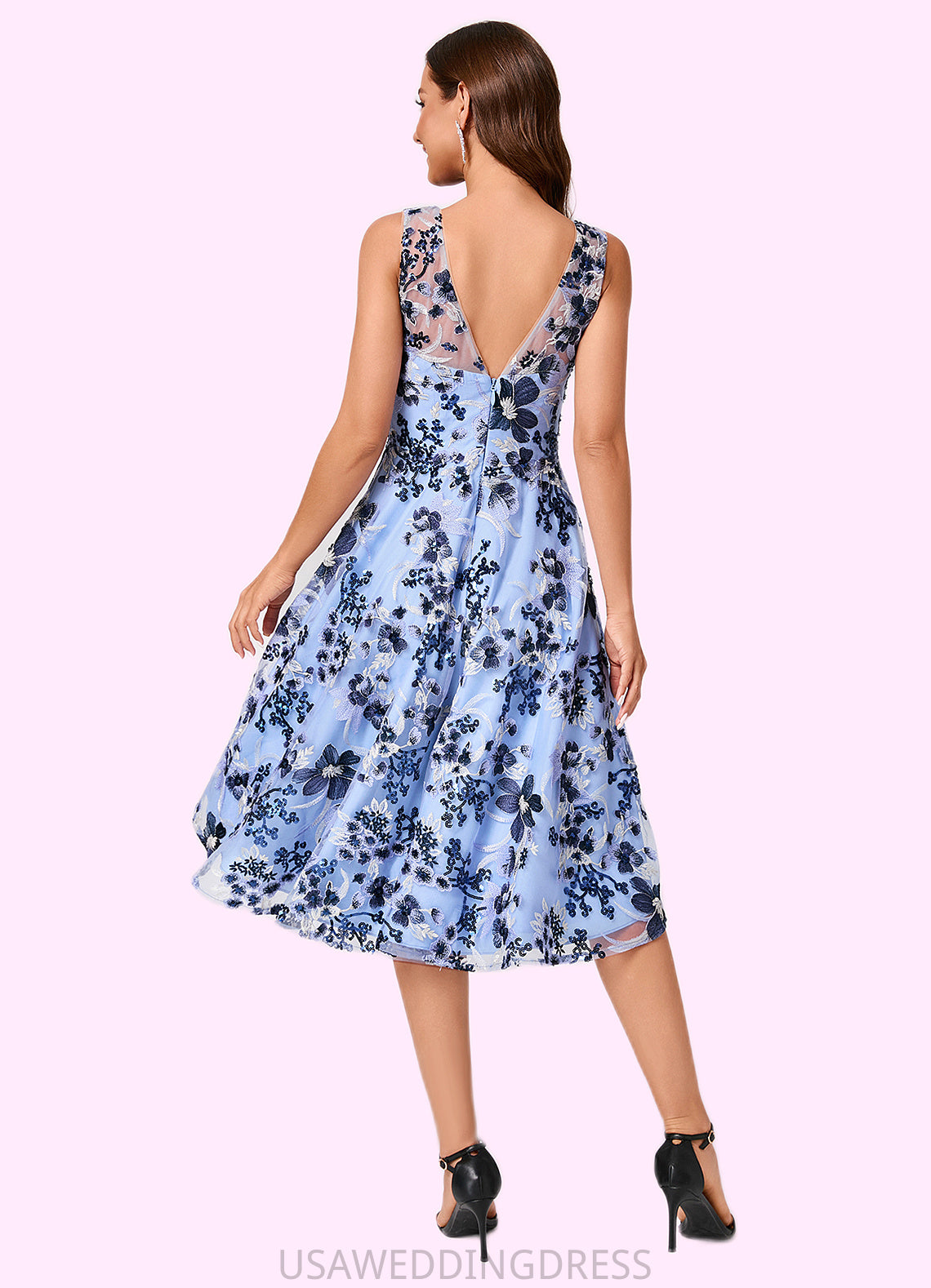 Magdalena A-line Off the Shoulder Asymmetrical Lace Sequin Cocktail Dress With Sequins DSP0022275