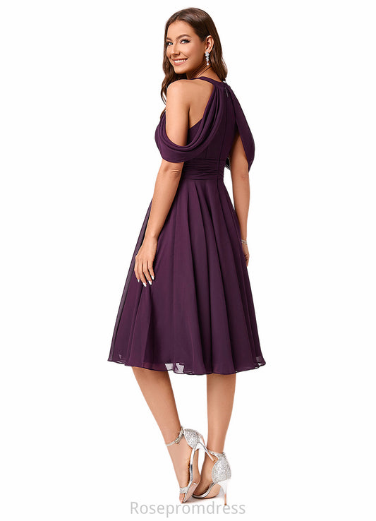 Sophronia A-line Cold Shoulder Scoop Knee-Length Chiffon Cocktail Dress With Ruffle SRSP0022302