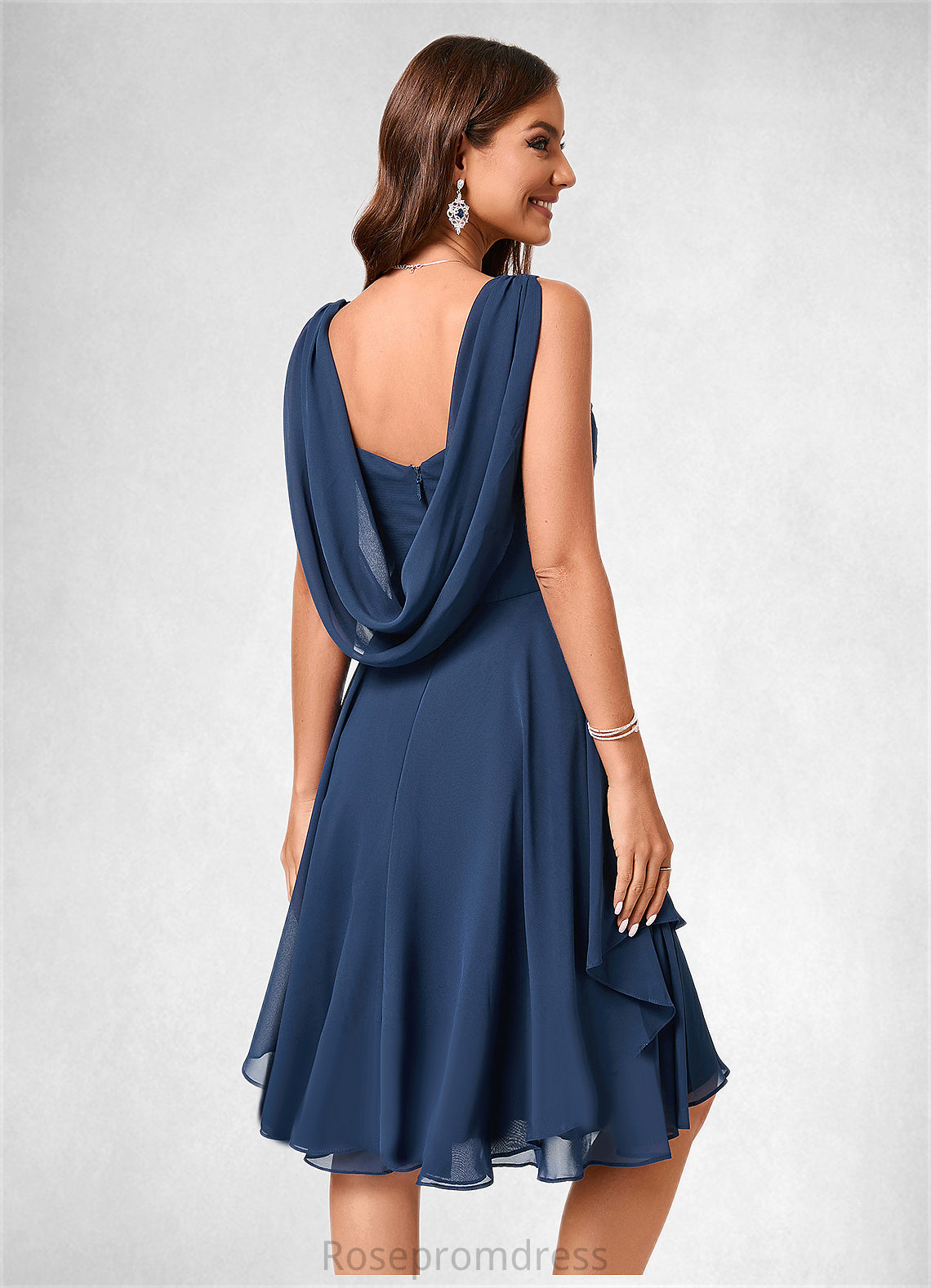 Leia A-line V-Neck Knee-Length Chiffon Cocktail Dress SRSP0022303