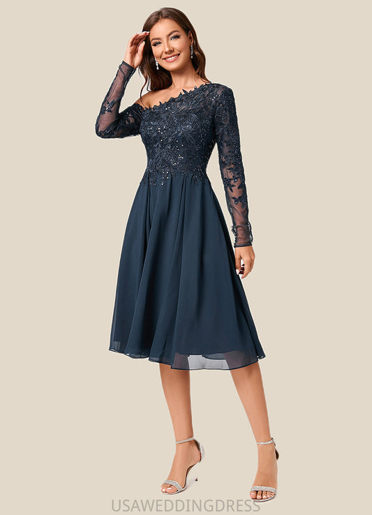 Anastasia A-line One Shoulder Knee-Length Chiffon Lace Sequin Cocktail Dress With Sequins DSP0022310