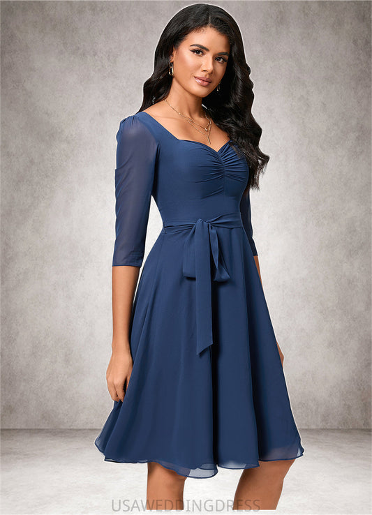 Julie A-line V-Neck Knee-Length Chiffon Cocktail Dress With Ruffle DSP0022333