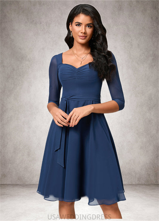 Julie A-line V-Neck Knee-Length Chiffon Cocktail Dress With Ruffle DSP0022333