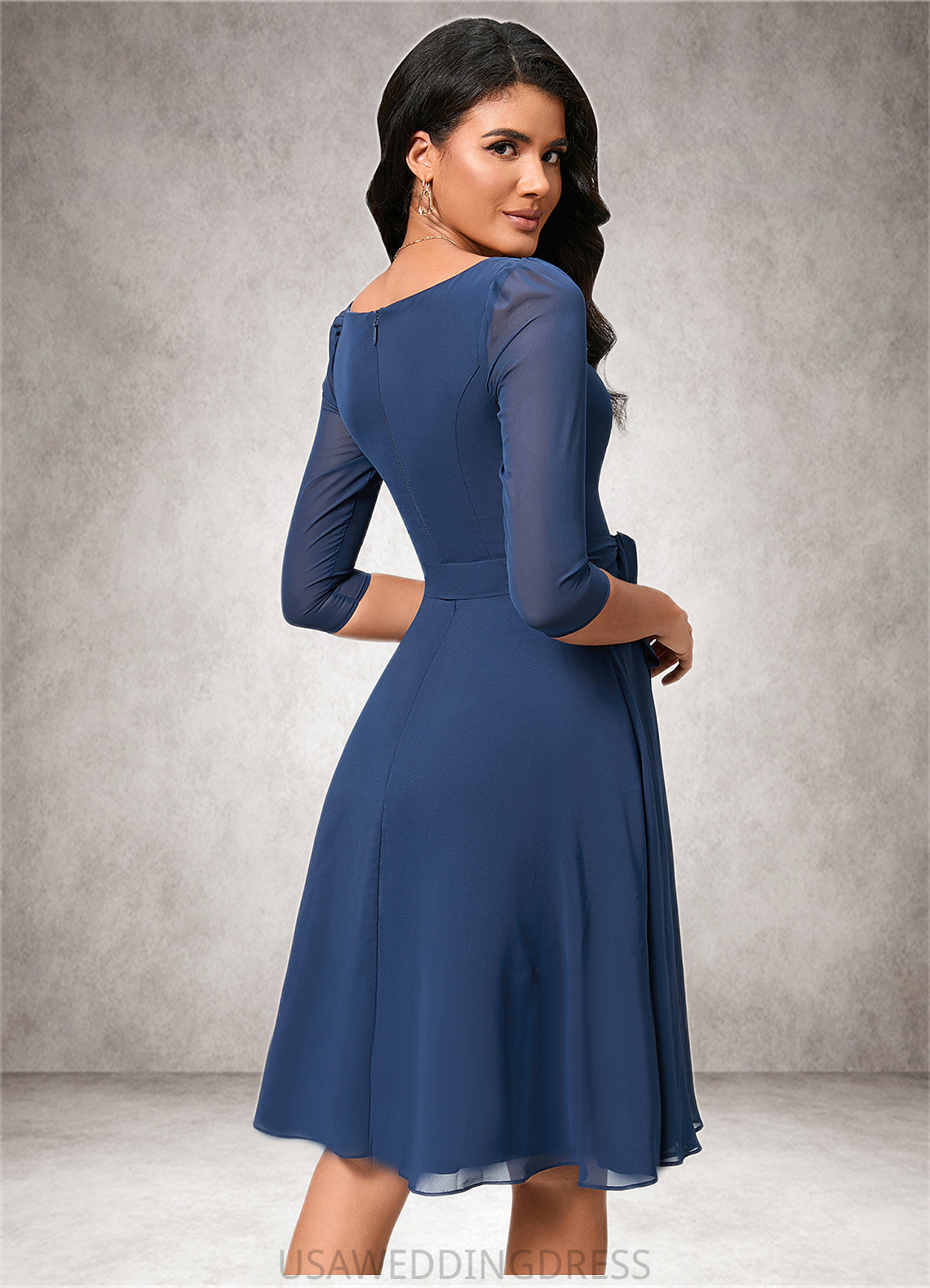 Julie A-line V-Neck Knee-Length Chiffon Cocktail Dress With Ruffle DSP0022333