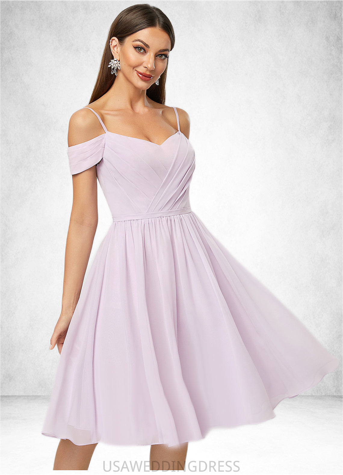 Gabrielle A-line V-Neck Knee-Length Chiffon Cocktail Dress With Pleated DSP0022367