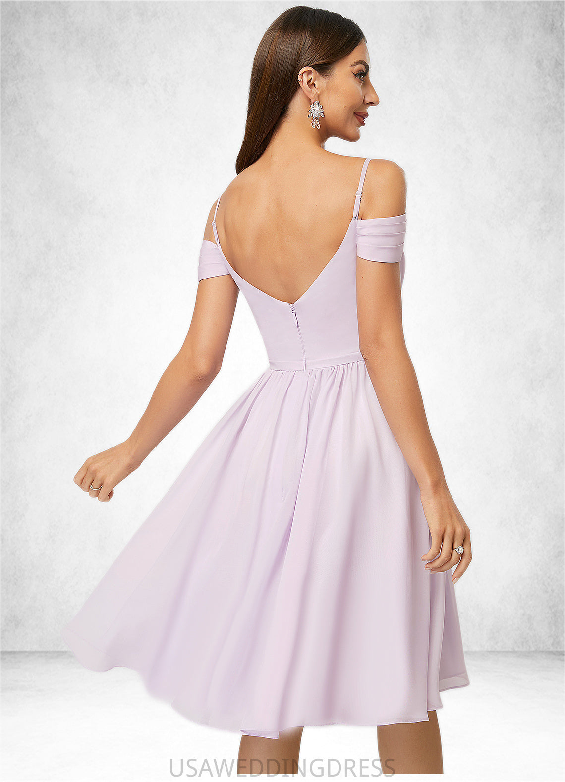 Gabrielle A-line V-Neck Knee-Length Chiffon Cocktail Dress With Pleated DSP0022367