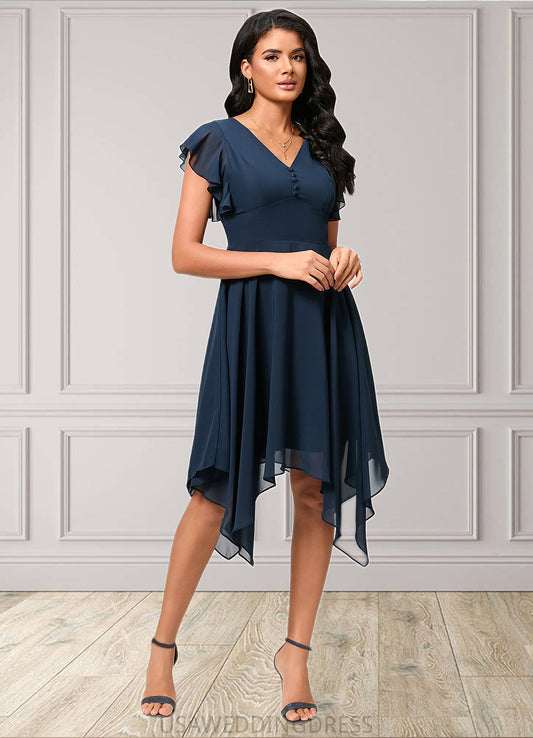 Aspen A-line V-Neck Tea-Length Chiffon Cocktail Dress DSP0022409