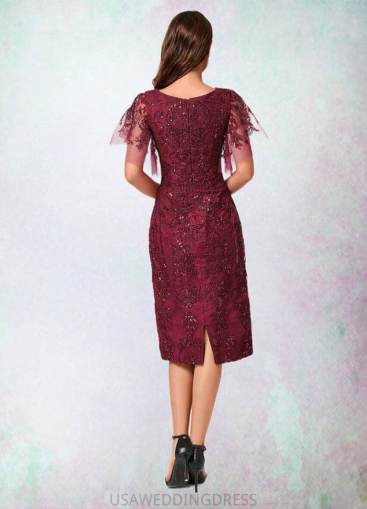 Alice A-line Off the Shoulder Knee-Length Lace Sequin Cocktail Dress With Sequins DSP0022420