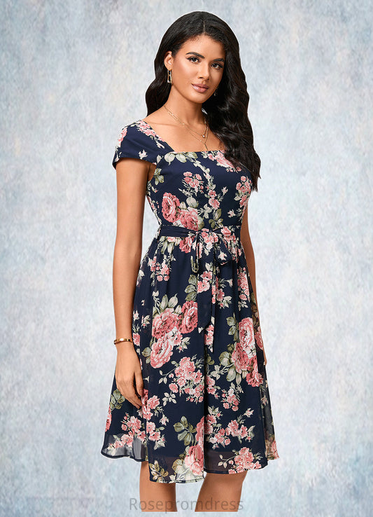 Jamiya A-line Square Knee-Length Chiffon Cocktail Dress SRSP0022458