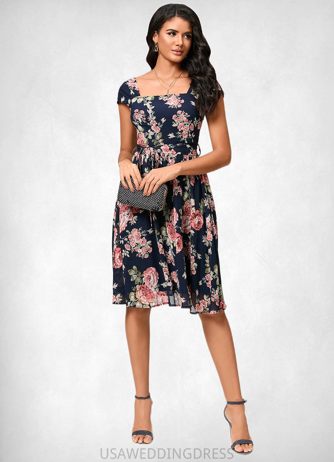 Jean A-line Square Knee-Length Chiffon Cocktail Dress DSP0022458