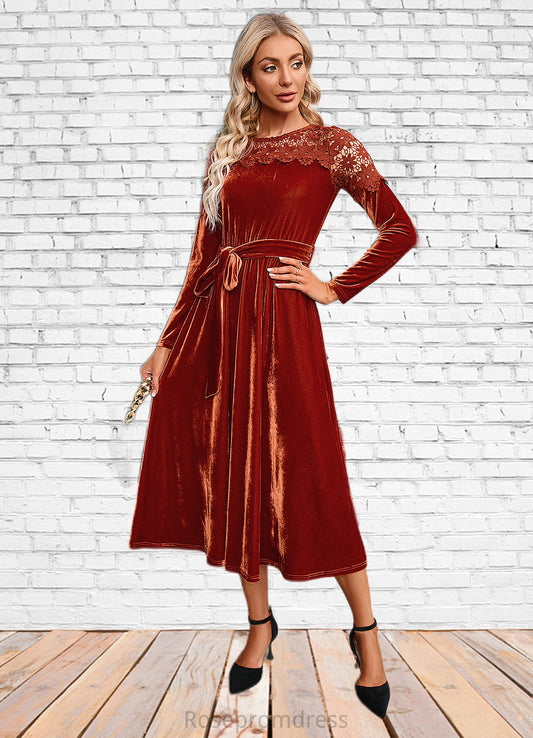 Mira Scoop Elegant A-line Velvet Dresses SRSP0022496