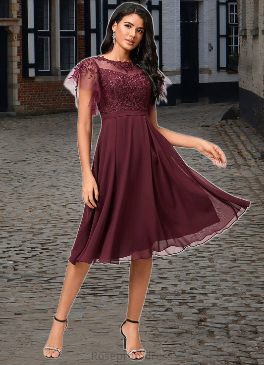 Caitlyn A-line Illusion Knee-Length Chiffon Cocktail Dress With Sequins SRSP0022512