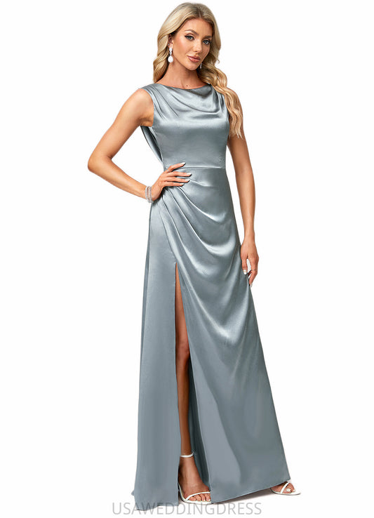Yamilet A-line Cowl Scoop Floor-Length Stretch Satin Bridesmaid Dress DSP0022574
