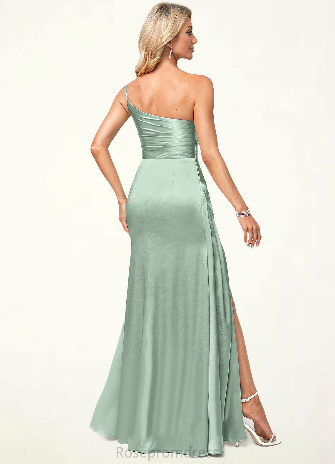 Laylah A-line One Shoulder Asymmetrical Stretch Satin Bridesmaid Dress SRSP0022585