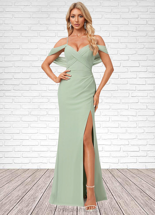 Naima Trumpet/Mermaid V-Neck Floor-Length Chiffon Bridesmaid Dress SRSP0022587