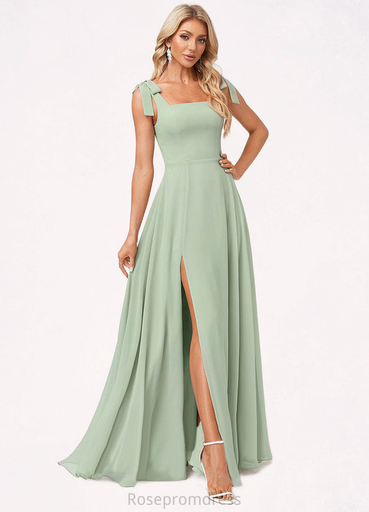 Marilyn A-line Square Floor-Length Chiffon Bridesmaid Dress With Bow SRSP0022588