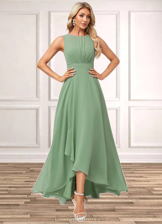 Kiersten A-line Scoop Asymmetrical Chiffon Bridesmaid Dress SRSP0022589