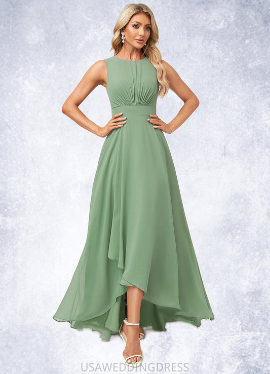 Lorna A-line Scoop Asymmetrical Chiffon Bridesmaid Dress DSP0022589