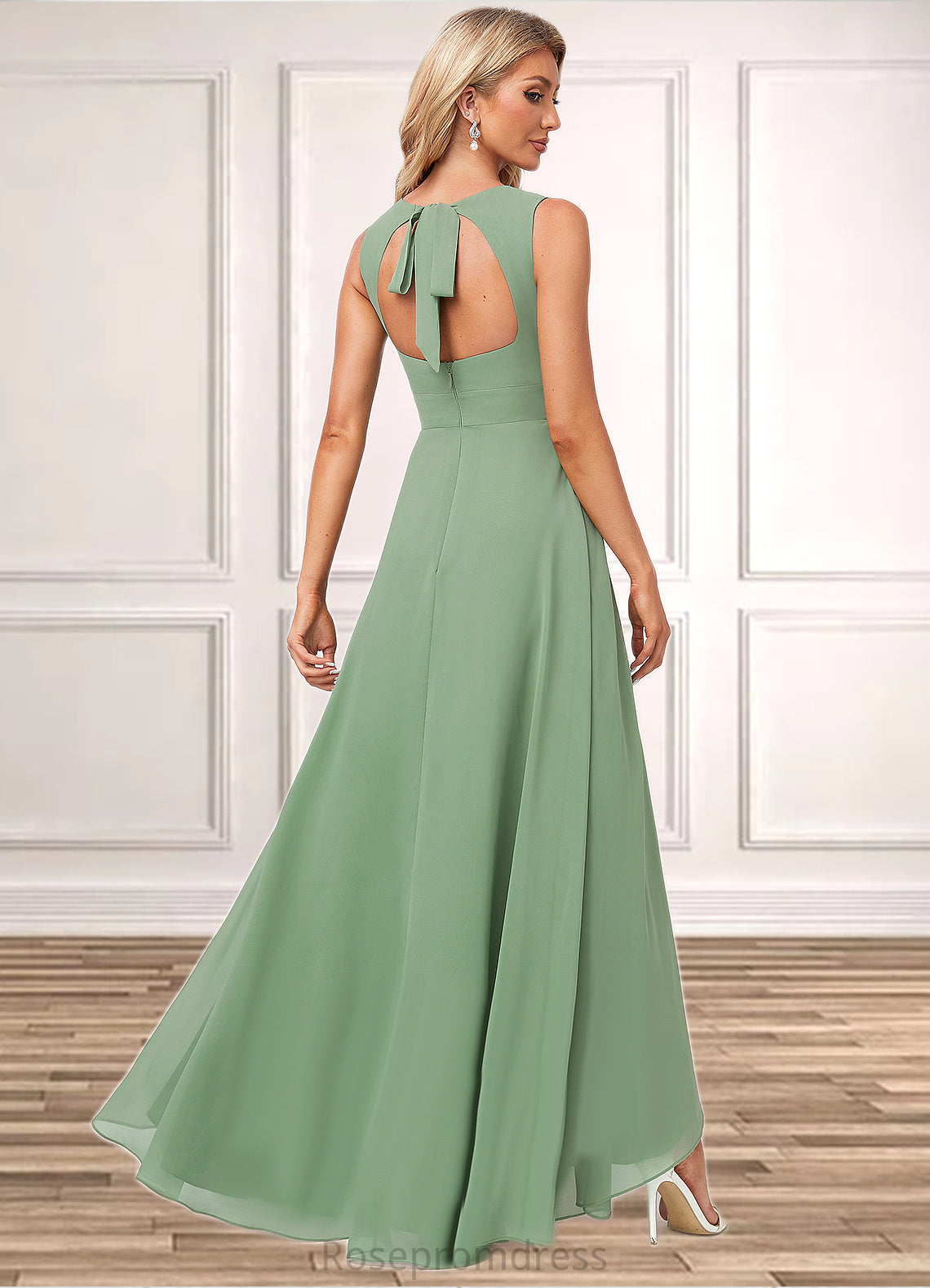 Kiersten A-line Scoop Asymmetrical Chiffon Bridesmaid Dress SRSP0022589