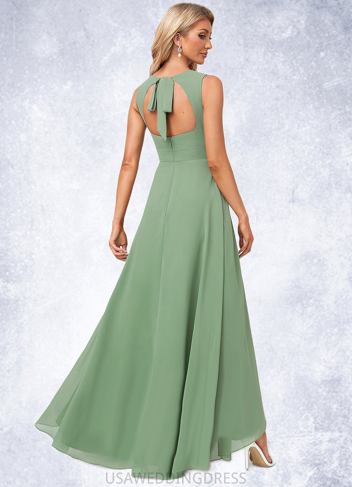 Lorna A-line Scoop Asymmetrical Chiffon Bridesmaid Dress DSP0022589