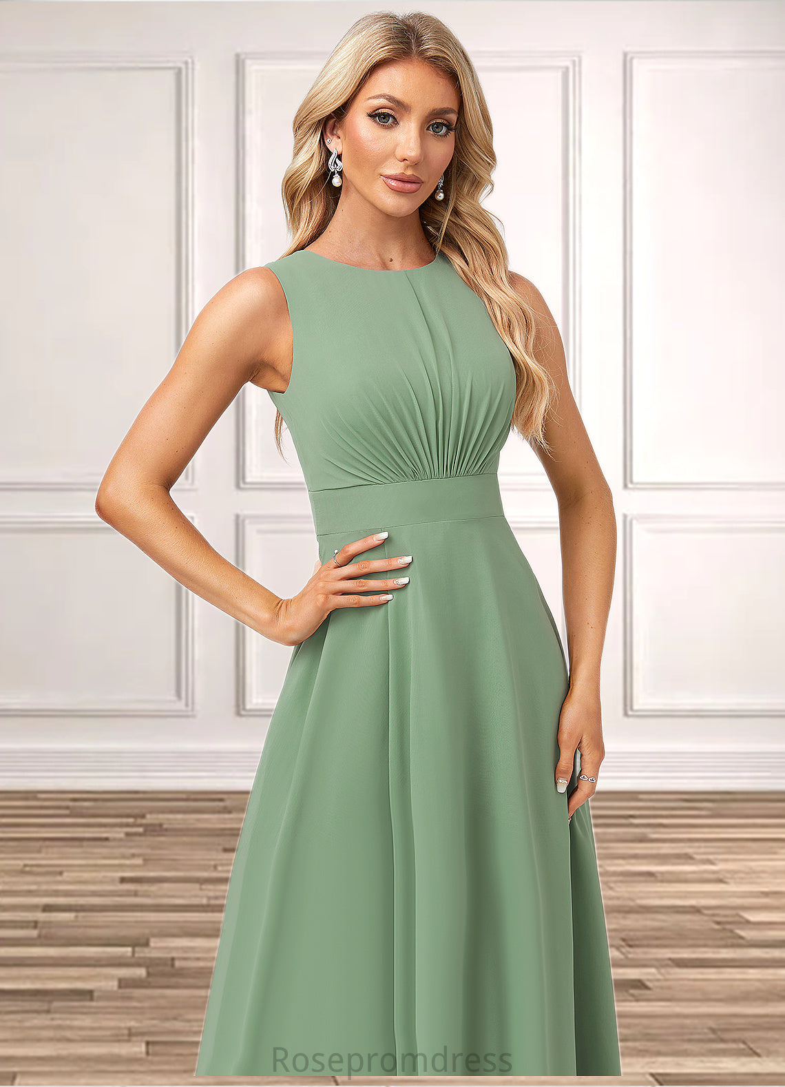 Kiersten A-line Scoop Asymmetrical Chiffon Bridesmaid Dress SRSP0022589