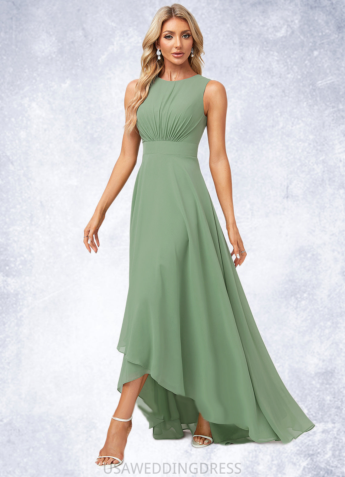 Lorna A-line Scoop Asymmetrical Chiffon Bridesmaid Dress DSP0022589