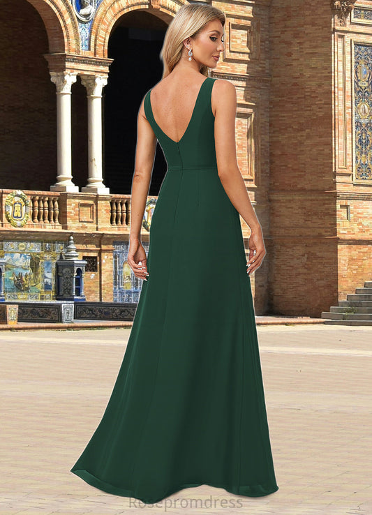 Skyla A-line Boat Neck Floor-Length Chiffon Bridesmaid Dress SRSP0022592